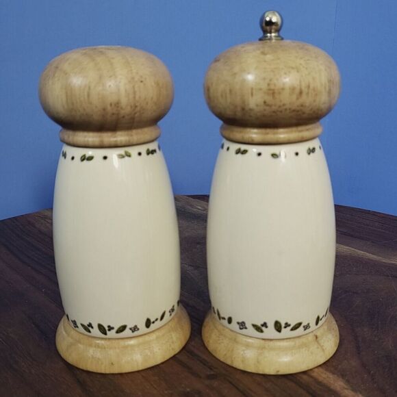 Vintage M&S Salt Shaker & Pepper Mill / Grinder Ceramic Wood Marks & Spencer - Picture 2 of 4